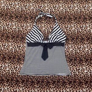 black and white striped halter top